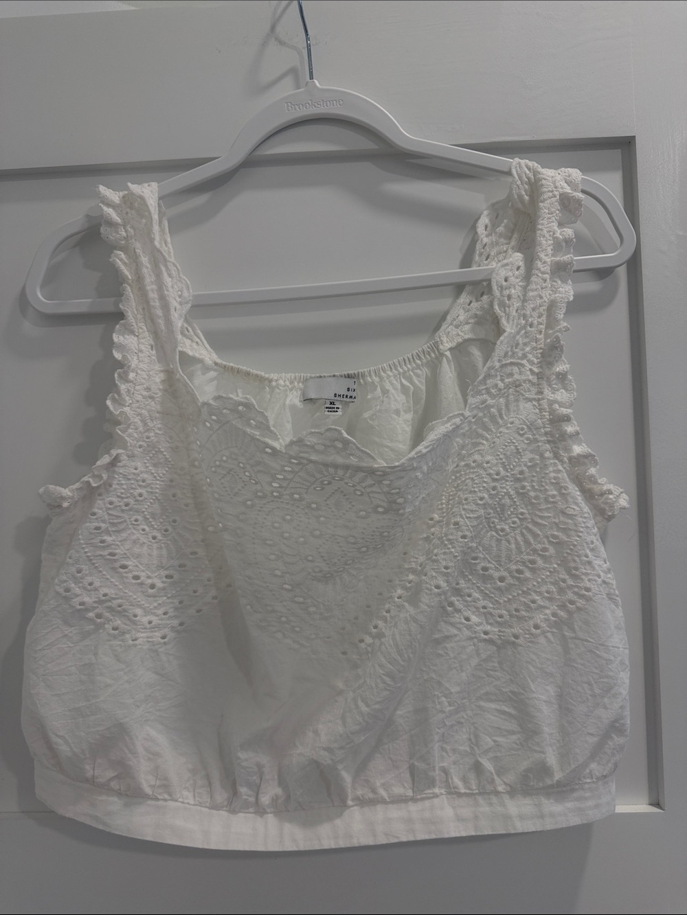 Ten Sixty Sherman White Embroidered Eyelet Tank Top XL Boho